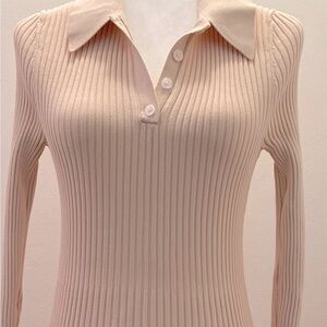 Hill House Ribbed Mini Dress in Beige